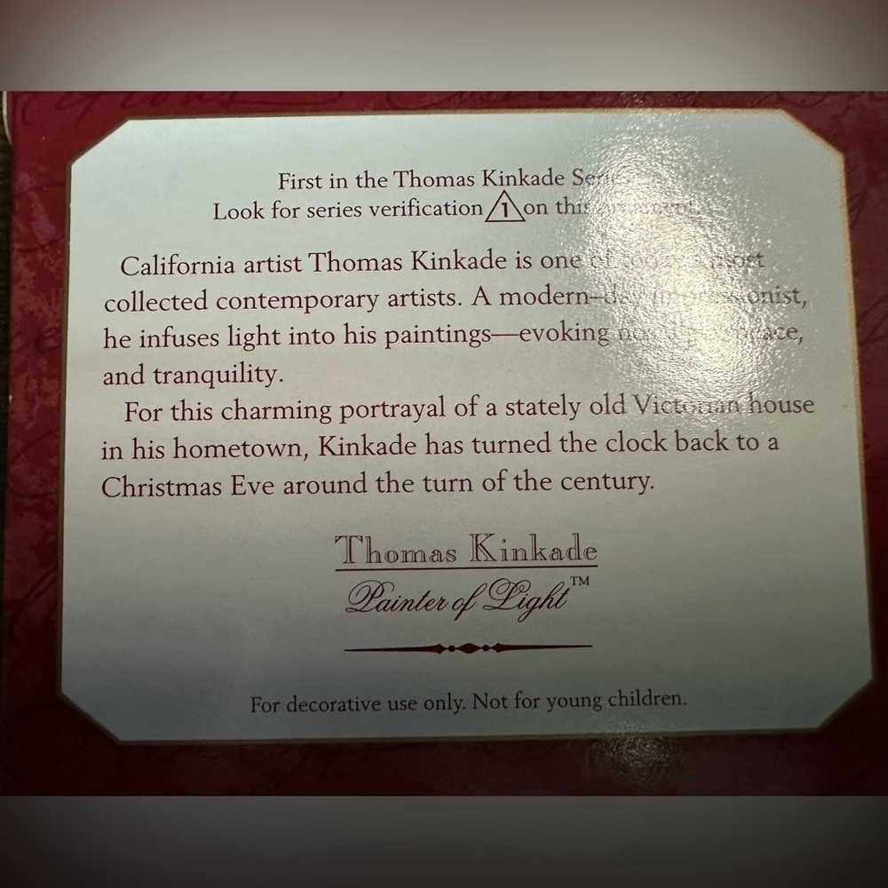 Hallmark Keepsake Ornament “Victorian Christmas”Thomas Kinkade Painter of Light‍ - Picture 6 of 7